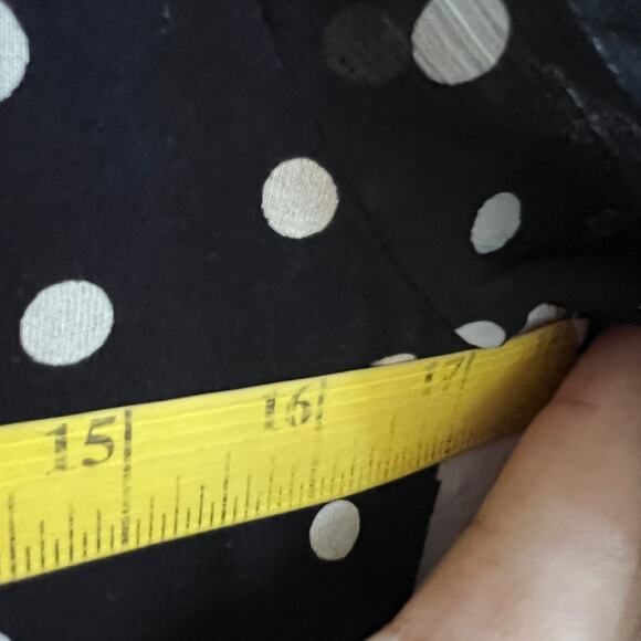 Black Polka Dot Long Sleeve Top Size XS Sheer Blouse Retro Classic Chic - Picture 7 of 7
